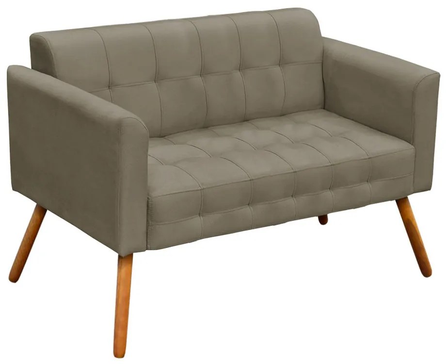 Kit 01 Namoradeira e 02 Poltronas Giratória Elisa Suede Base Madeira MM30 D'Rossi - Marrom Rato