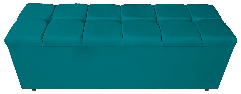 Calçadeira Estofada Manchester 160 cm Queen Size Suede Azul Turquesa - ADJ Decor