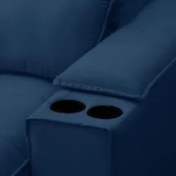 Sofá Retrátil 4 Lugares com Porta Copo 280cm Andes F05 Veludo Azul - M