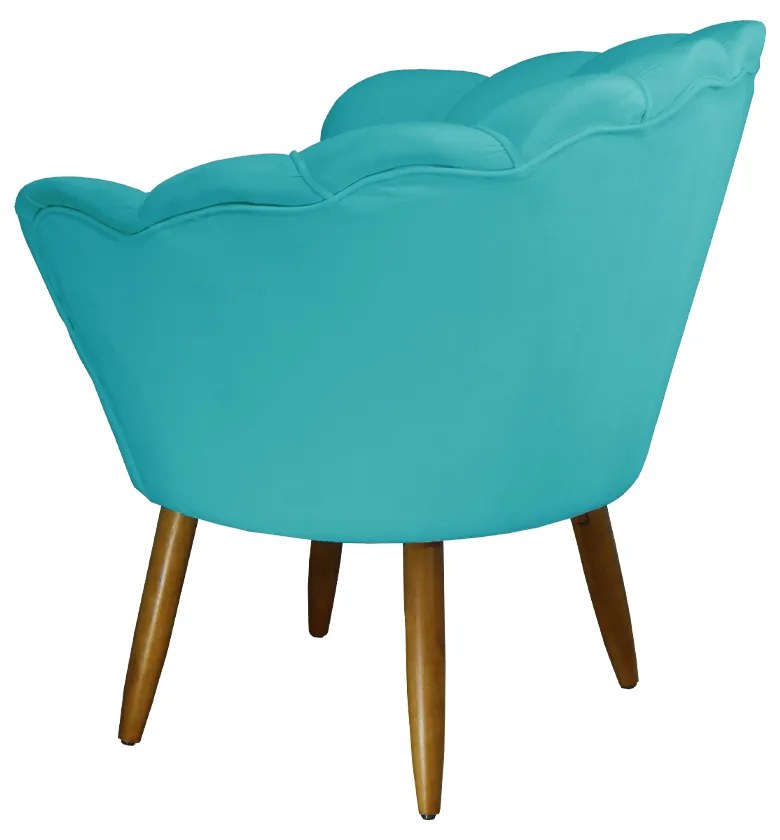Kit 2 Poltronas Decorativas Pétala Pés Palito Suede Turquesa - Sheep Estofados