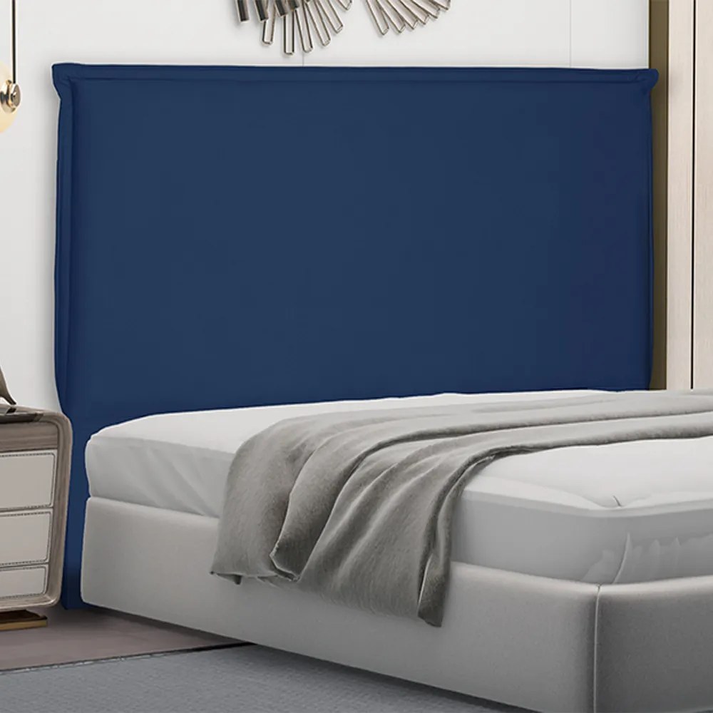 Cabeceira Decorativa Casal 1,40M Trento Suede Azul Marinho G63 - Gran Belo
