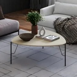 Mesa de Centro Alta Para Sala Pés Metálicos Blen Luna/Preto I06 - Mpoz