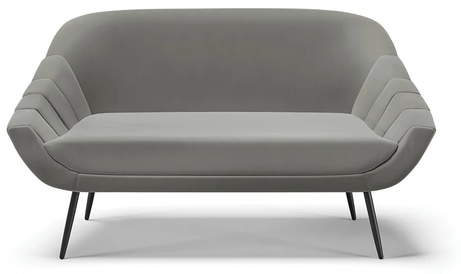 Namoradeira 02 Lugares Giovana Suede Grafite Pés Palito de Ferro - D'Rossi