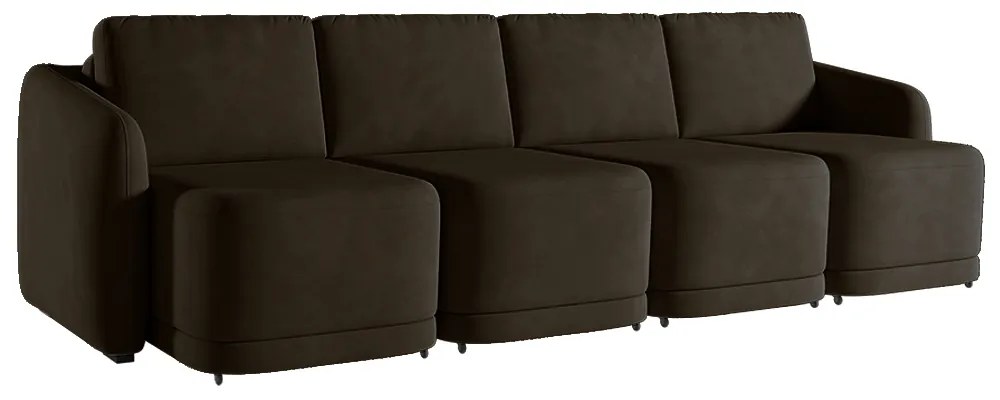 Sofá Cama Modulado Retrátil e Reclinável Decorativo Varsóvia 396cm Veludo Marrom G33 - Gran Belo