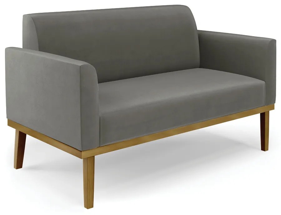 Poltrona Namoradeira Decorativa Isabella Pés Fixo em Madeira Castanho Suede Grafite G19 - Gran Belo