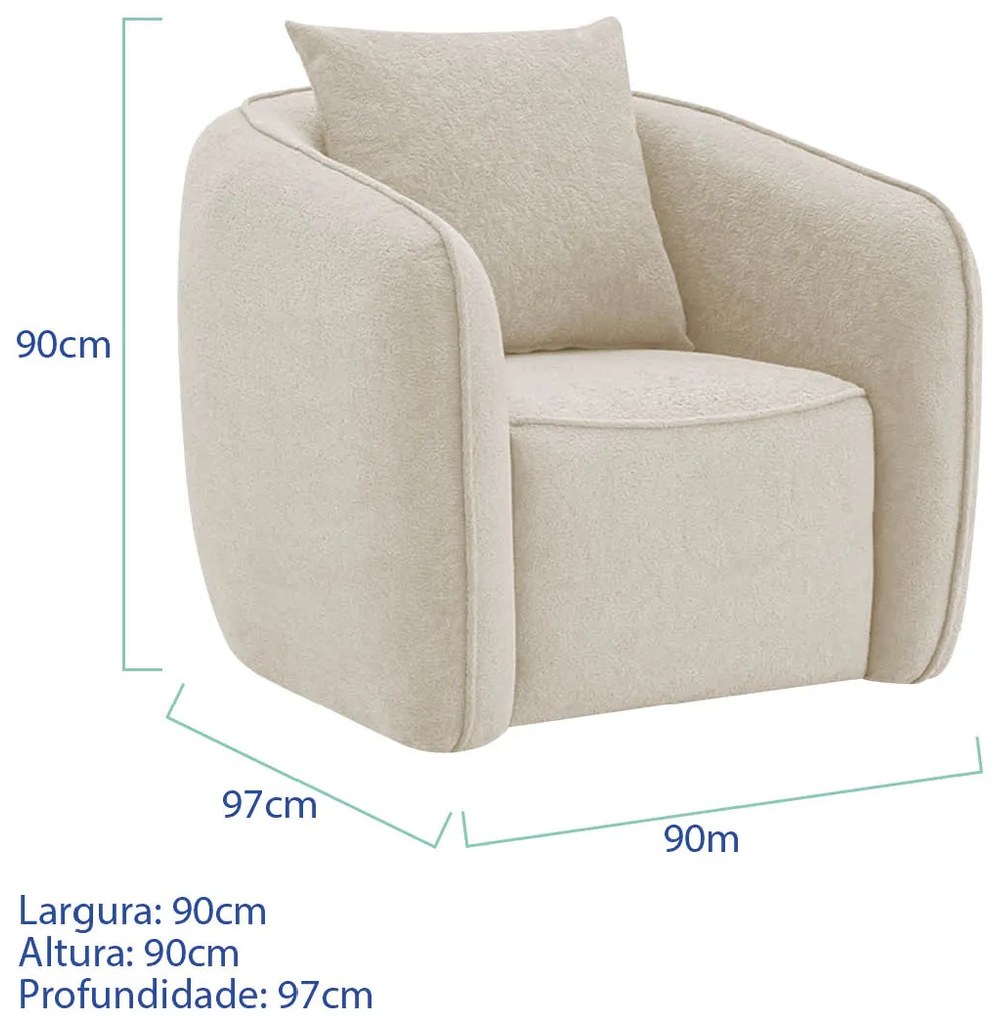 Kit 02 Poltronas Decorativas Sala de Estar Recepção Florença Bouclé - ADJ Decor