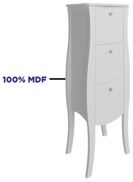 Armário P/ Banheiro Classe 3 Gavetas Madeira Mdf - Branco