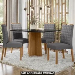 Mesa de Jantar Retangular 135cm 4 Lugares Zuma Ypê/Preto N02 - Mpozena