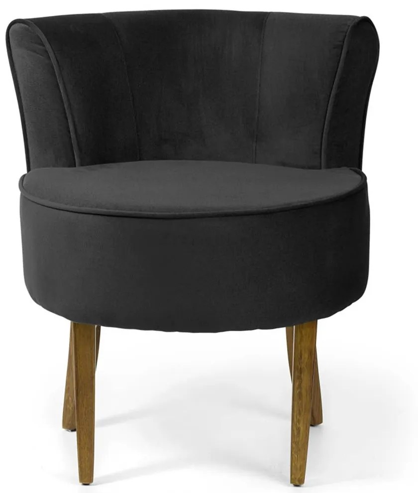 Kit 02 Poltronas Decorativas Sala de Estar Base de Madeira Ayla Veludo Preto G15 - Gran Belo