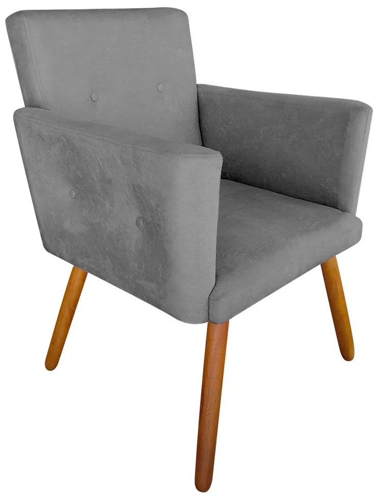 Kit 2 Poltronas Decorativas Nina Plus Suede Cinza - Sheep Estofados - Cinza