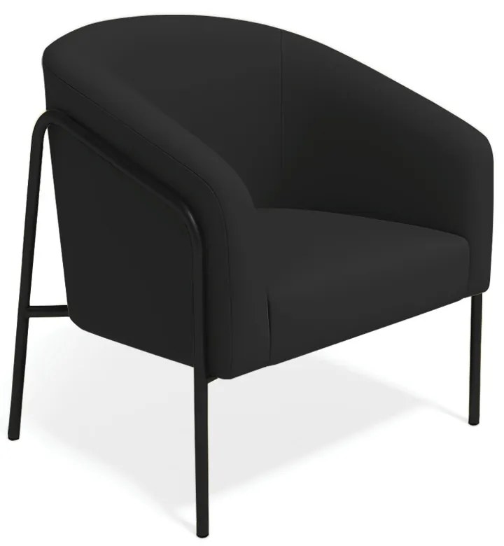 Poltrona Sala Industrial Alta Preto Stella Veludo D03 - D'Rossi - Preto