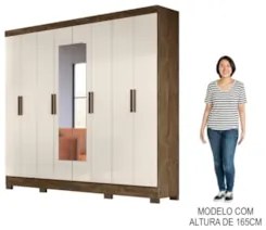 Guarda Roupa Casal com Espelho 8 Portas 236cm Ágata Z17 Castanho Wood/