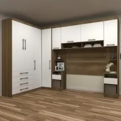 Guarda Roupa Queen Modulado CP01 Delphi Avelã/Branco L01 - Mpozenato