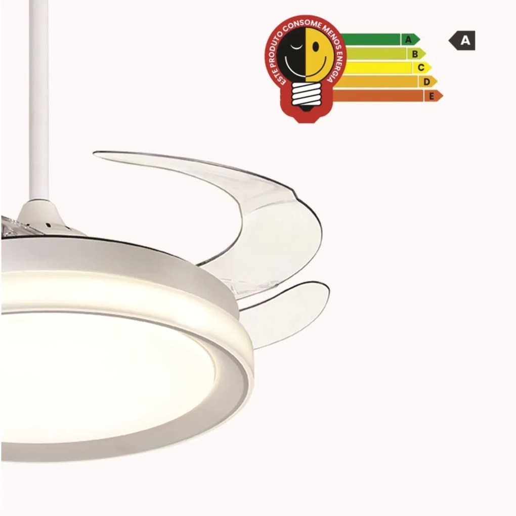 Ventilador De Teto Air Plus Branco Pás Retrátil Led 30W Multicolor Biv...