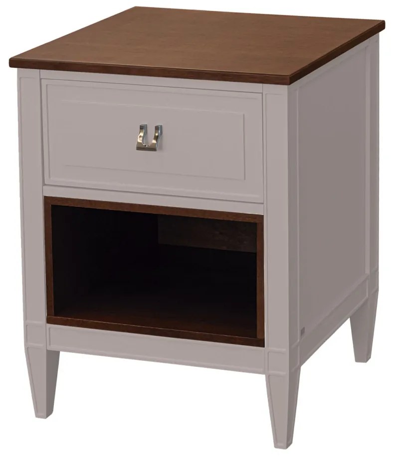 Mesa de Cabeceira Benito com Nicho - Fendi Nouveau com Tampo Freijó Kleiner