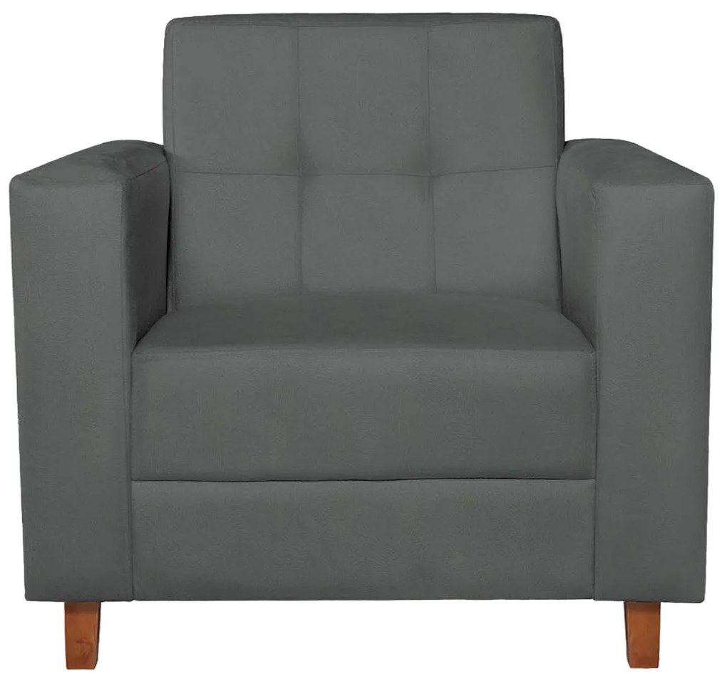 Poltrona Decorativa Denver Suede Cinza - ADJ Decor
