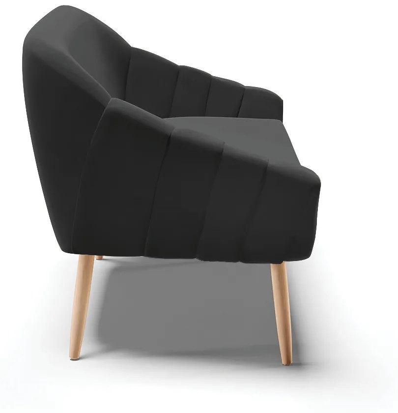 Namoradeira 02 Lugares Giovana Suede Pés Palito Natural - D'Rossi - Preto