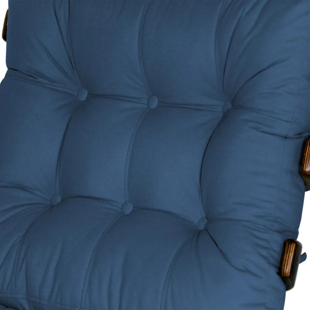 Kit 2 Poltronas Costela Com 2 Puff Costela Suede Azul Marinho