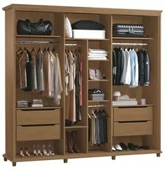 Guarda Roupa Casal 250cm 3 Portas Correr 1 Espelho Doratto F08 Freijó/