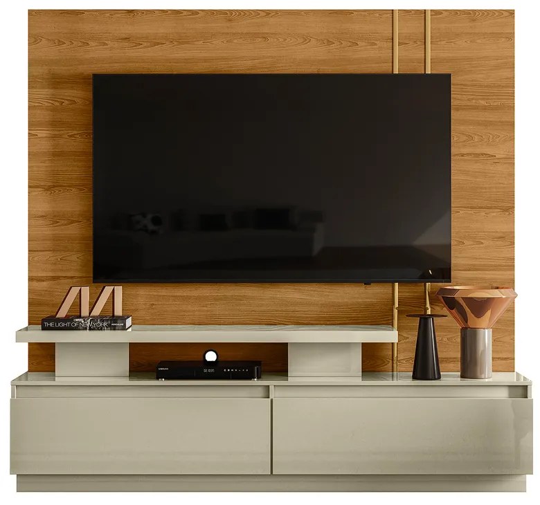 Estante de TV 75 Pol 183cm Sala de Estar Belora M20 - D'Rossi  - Cumaru e Opala