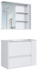 Gabinete Banheiro com Lavatório e Espelheira Zeus Branco F10 - Mpozena