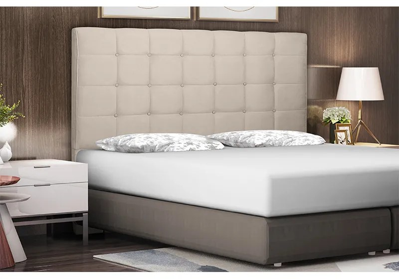 Cabeceira Cama Box Casal Queen 160cm Verona Veludo Bege - Sheep Estofados - Bege