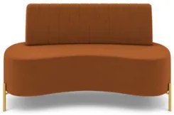 Sofá 2 Lugares 160cm Pés Aço Dourado Tamar Veludo Terracota Z08 - Mpoz