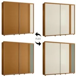 Guarda Roupa Casal 240cm 2 Portas Aline Flex A02 Off/Sálvia - Mpozenat