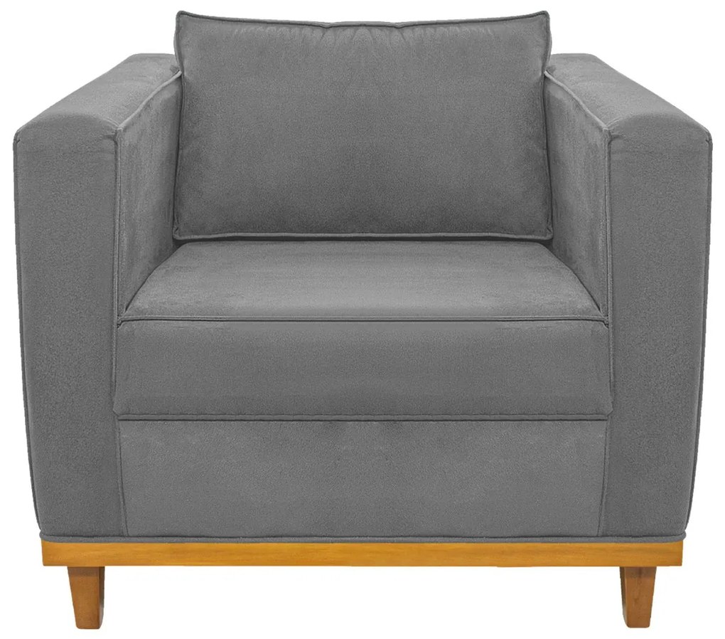 Poltrona Decorativa Europa Suede Cinza ADJ Decor