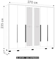 Guarda Roupa Casal 270cm com Espelho Fascine A02 Off/Cinamomo - Mpozen
