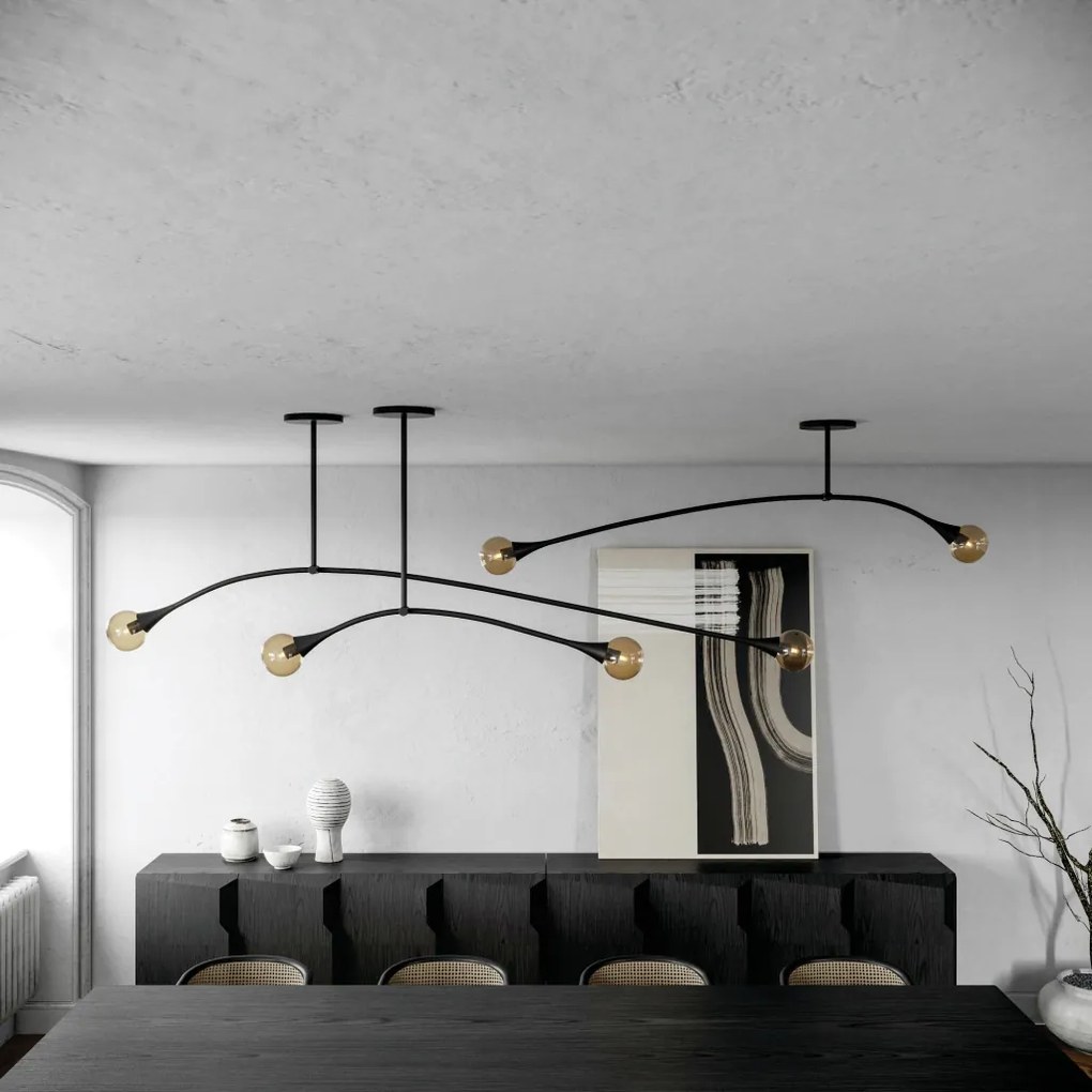 Pendente Jazz Haste Horizontal 78Cm Fixa 11X100X82Cm 2Xe27 - Usina 520... (BT - Branco Texturizado)