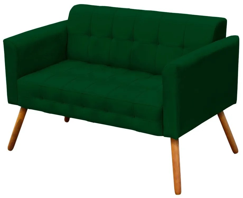 Kit 01 Namoradeira e 01 Poltrona Giratória Elisa Suede Base Estrela Cromada D'Rossi - Verde
