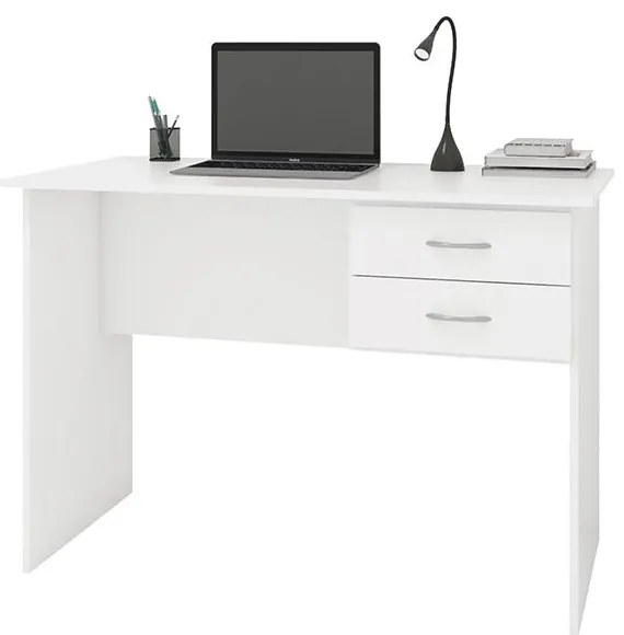Mesa Escrivaninha Escritório Home Office 2 Gavetas Branco