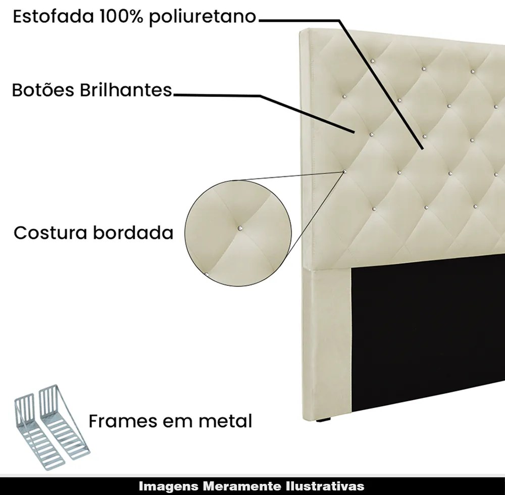 Cabeceira Decorativa Casal 1,40M Tàzio Veludo Bege G63 - Gran Belo