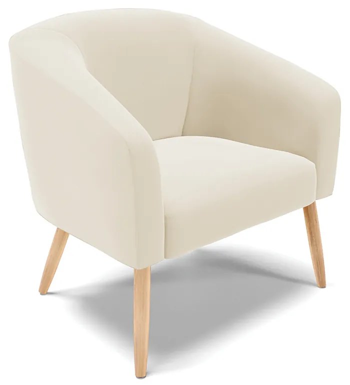 Poltrona Decorativa Pé Palito Natural Stella Veludo Bege D03 - D'Rossi