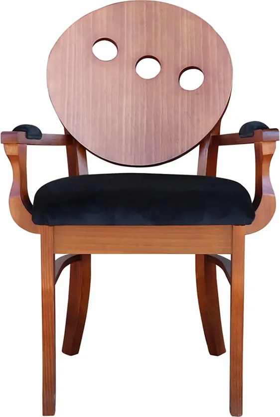 Cadeira Sala de Jantar e Jogos Teseu Estrutura de Madeira Maciça e MDF Veludo Preto/Imbuia G42 - Gran Belo