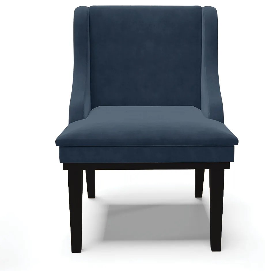 Cadeira de Jantar Liz Suede Base Fixa Madeira Preto D03 - D'Rossi - Azul Marinho