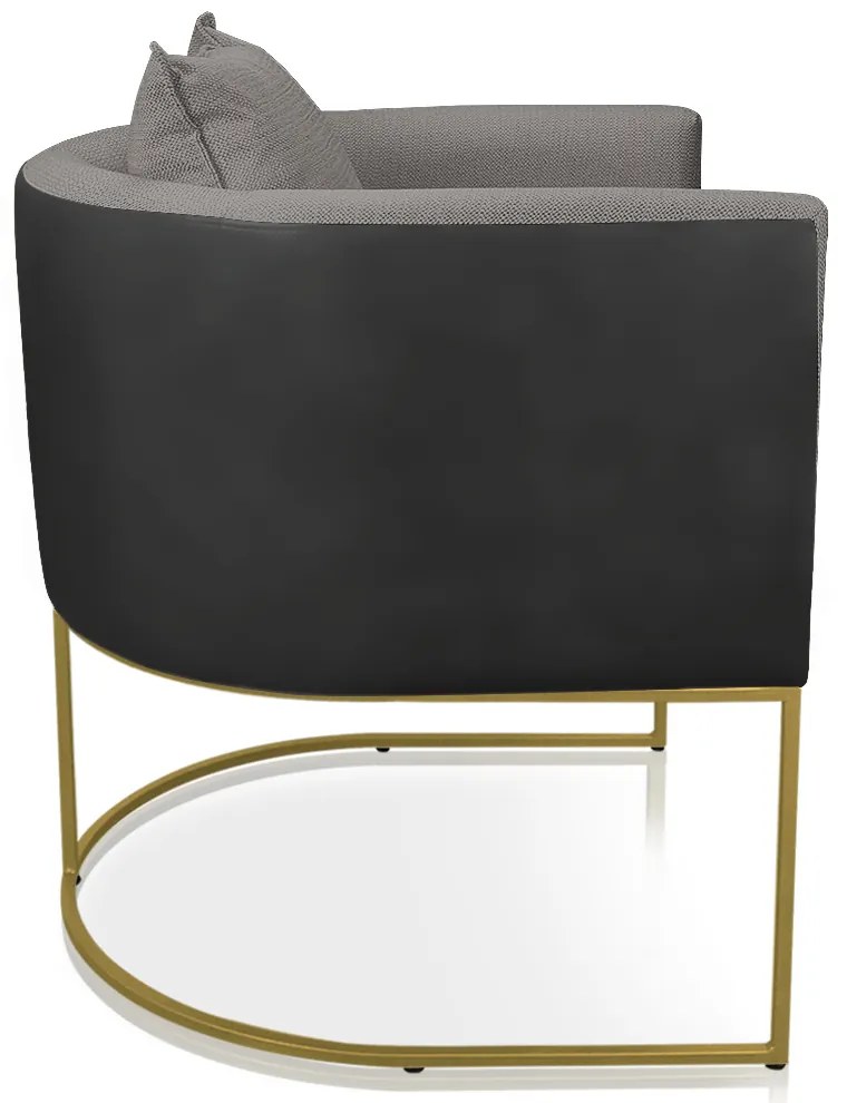 Poltrona Paola Corano Preto com Linho Base Metálica Dourado D03 - D'Rossi - A26 Grafite