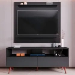 Painel para TV 50 Pol Senna e Rack Bancada 136cm Versa Z34 Preto - Mpo
