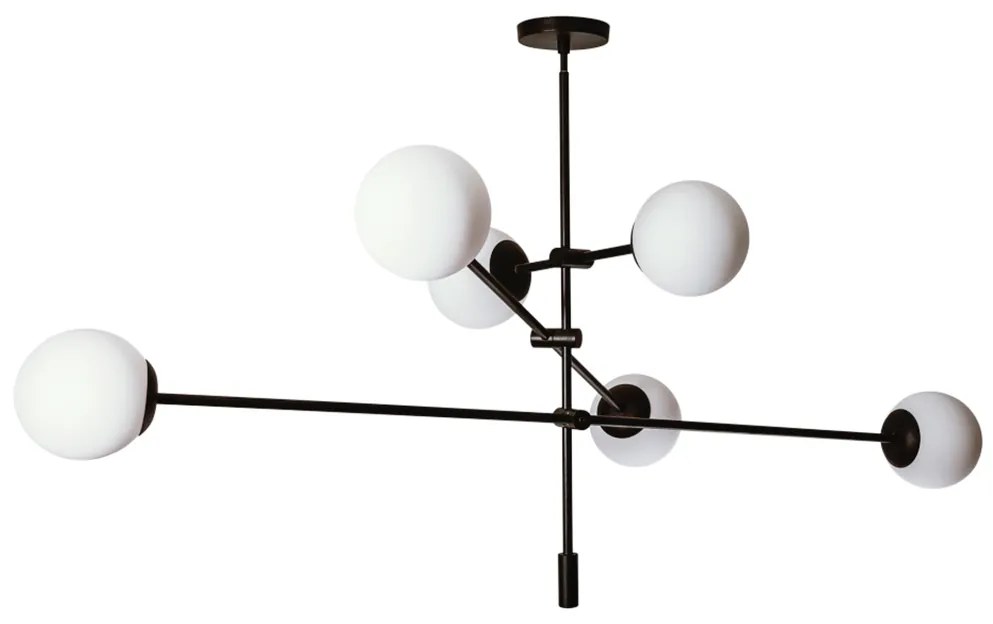 Pendente Bloss C/ 6 Globos Ø128X87,5X92Cm 6L E27 Mini Metal E Globo Ø1... (BT - Branco Texturizado, FOSCO)