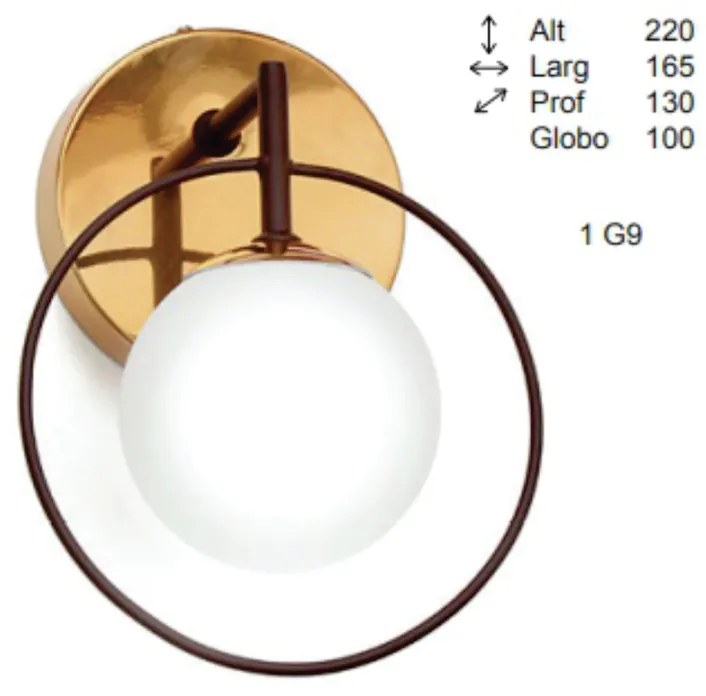 Arandela Ring Esfera 13X16,5X22Cm Globo Ø10Cm 1Xg9 - Old Artisan Ar-55... (COBRE FOSCO, FOSCO (Branco))
