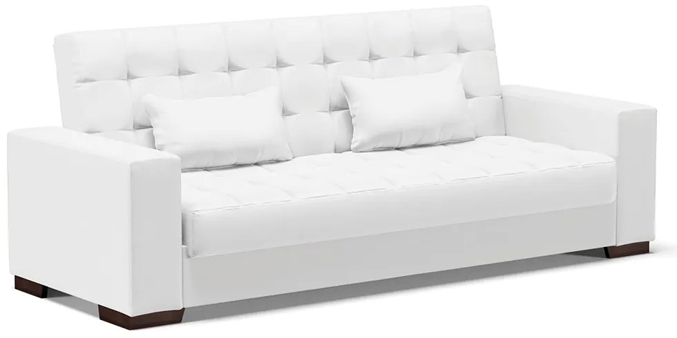 Sofá Cama Casal 3 Lugares 210cm Lisboa Corino Branco  D03 - D'Rossi