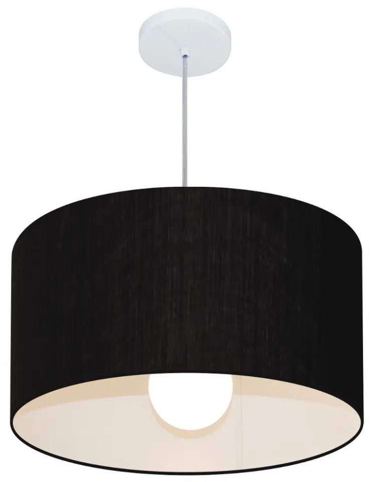 Lustre Pendente Cilíndrico Md-4069 Cúpula em Tecido 50x30cm Preto - Bivolt