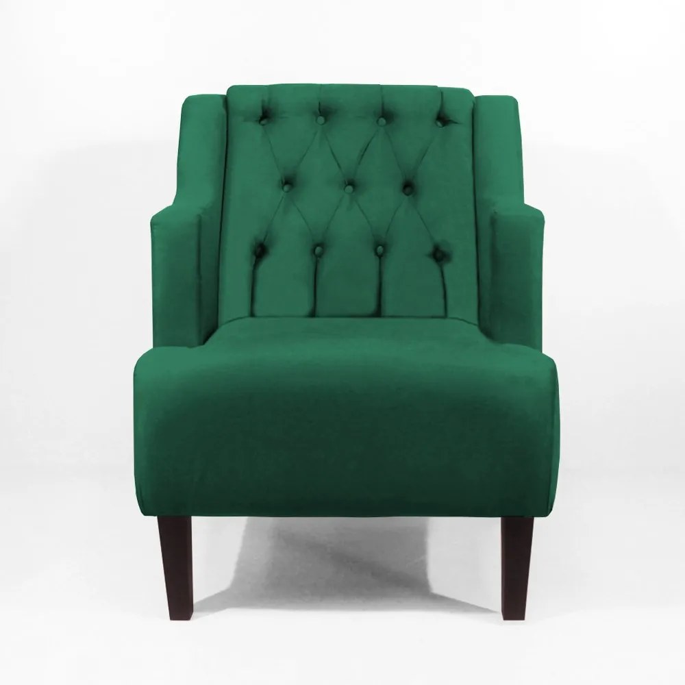 Poltrona Classic Suede Verde Bandeira Pés Palito Sala, Quarto, Decoração