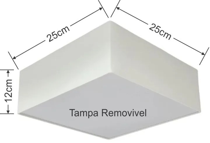 Plafon Quadrado Md-3000 Cúpula em Tecido 25x25x12cm Branco - Bivolt
