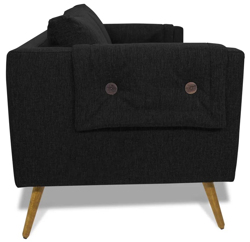 Poltrona Namoradeira Paris D07 2 Lugares Linho Preto - D'Rossi