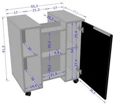 Gabinete Para Banheiro 55cm 1 Porta Com Rodízios Pequin Branco/Carrara
