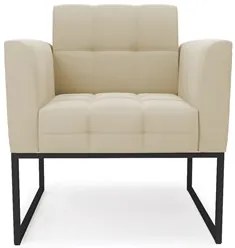 Poltrona Base Industrial Preto Kit 2 Ana Suede Bege - Ibiza