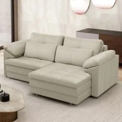 Sofá Retrátil 2 Lugares Para Sala 215cm Dijon Couro Creme S07 - Mpozen