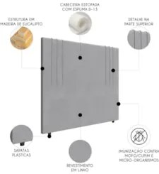 Cabeceira Cama Box Queen 160cm Estofada Rama Saturno Cinza Z04 - Mpoze